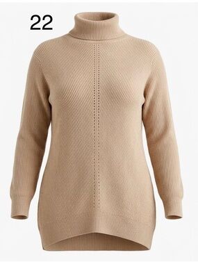 Mazik Ribbed Turtleneck Sweater in Beige